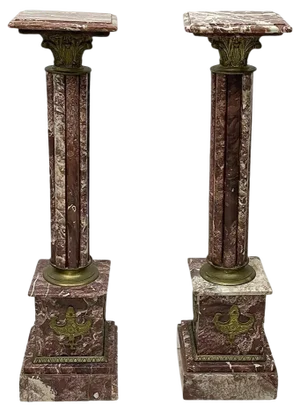 French Marble Columns Pedestals, 1900s, Set of 2