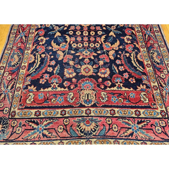 Red Vintage Indian Agra Rug, Handwoven Wool Pile, Allover Floral Design, 3' x 5' For Sale - Image 8 of 13