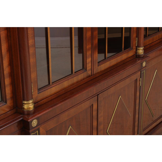Kindel Neoclassical Mahogany Breakfront Bookcase For Sale - Image 11 of 18