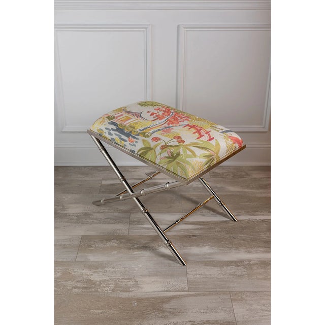 Metal Lauderdale Nickel Bamboo Leg Bench, Imperial Summer For Sale - Image 7 of 9