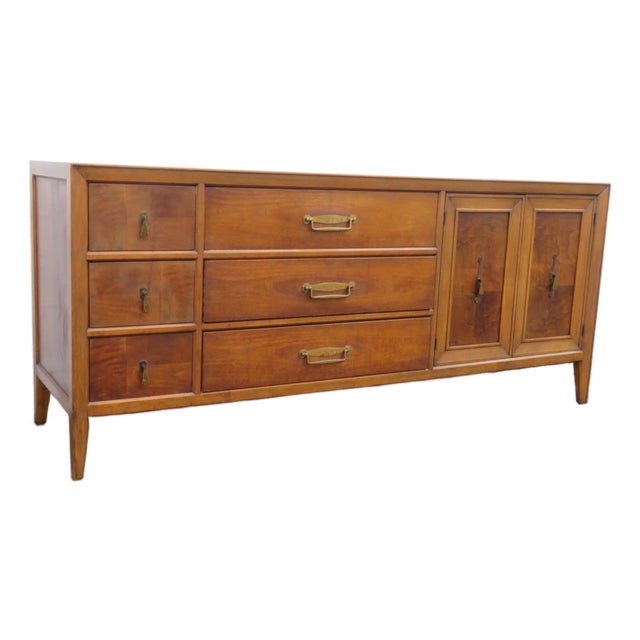 Fancher Furniture Mid 20th Century Modern Long Low Dresser Bathroom Vanity For Sale