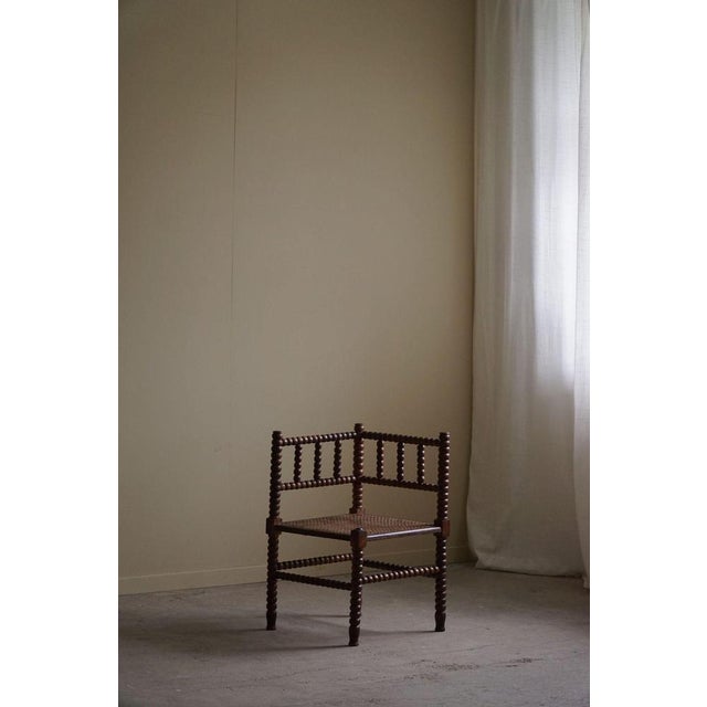 Antique French Provincial Hand Crafted Bobbin Corner Chair, Mid-19th Century For Sale - Image 9 of 17