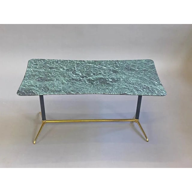Italian Side Table in Brass and Marble, 1950s For Sale - Image 10 of 10