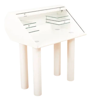 White Wood Secretary with Glass Shelves and Drawers by Hans Eichenberger for Röthlisberger, 1977