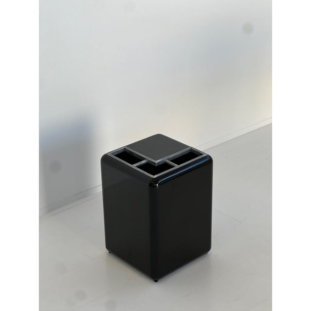 Space Age Umbrella Stand in Black Lacquered Wood, 1970s., in Very Good conditions. Designed 1970 to 1979