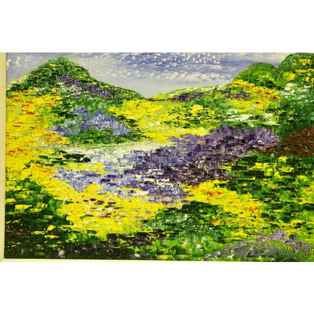 Colorful Contemporary Impasto Impressionist-Style Landscape Painting, Framed For Sale In Richmond - Image 6 of 9