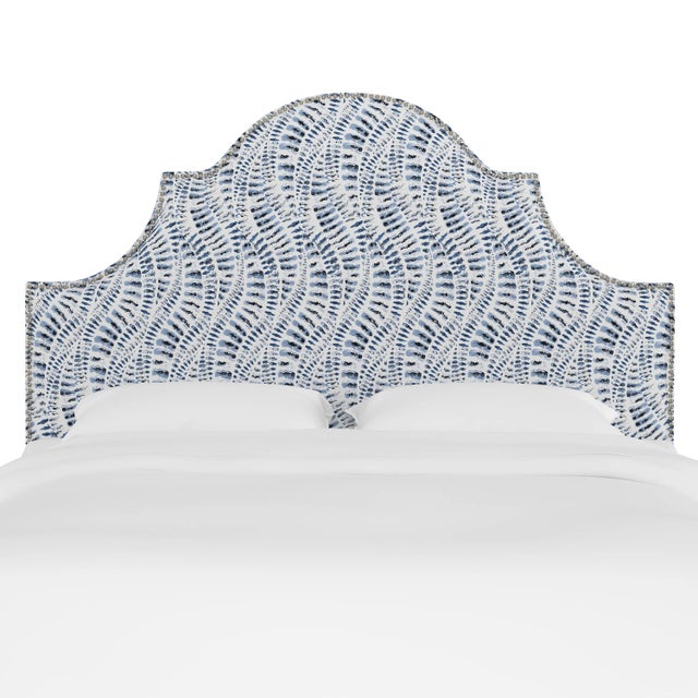 Transitional Halsted Headboard in Blue Snake Skin, King For Sale - Image 3 of 6