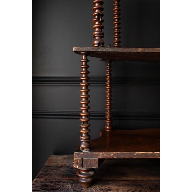 Antique Victorian Spool Turned Etagere, Tabletop Display Shelf With Serpentine Front For Sale - Image 14 of 17