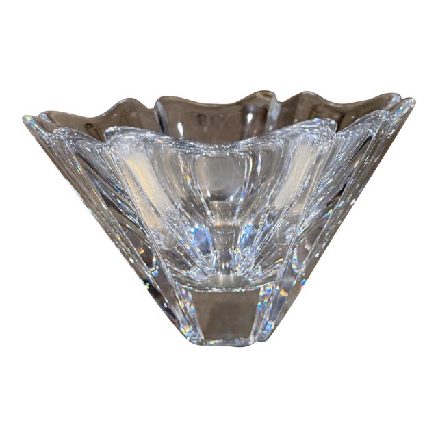 Vintage Orrefors Orion Clear Crystal Art Glass Bowl Lars Hellsten,Sweden For Sale