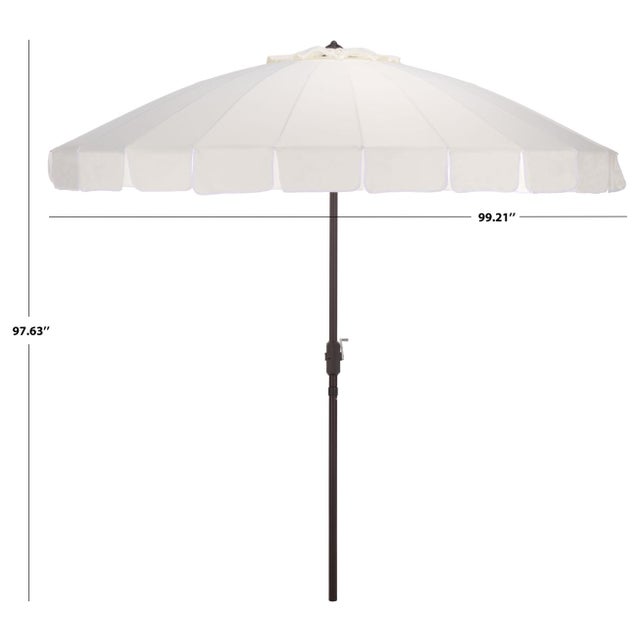 Transform your outdoor space into a stylish haven with the Panza 9 ft crank umbrella. With an elegant ivory canopy paired...
