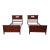 Mid 20th Century Vintage Twin Size Sleigh Mahogany Beds, Pair For Sale