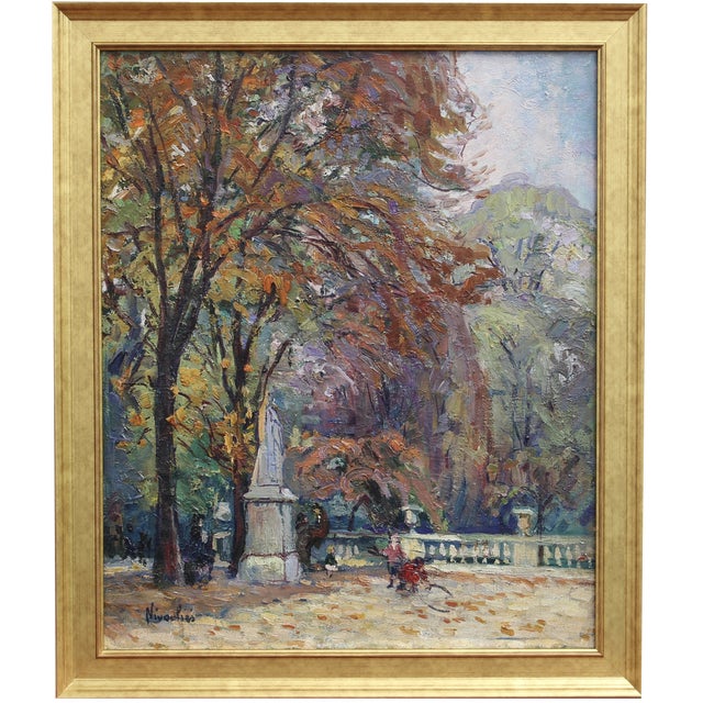 Marie de Nivouliès de Pierrefort, Le Jardin du Luxembourg, 1910, Oil on Canvas, Framed For Sale
