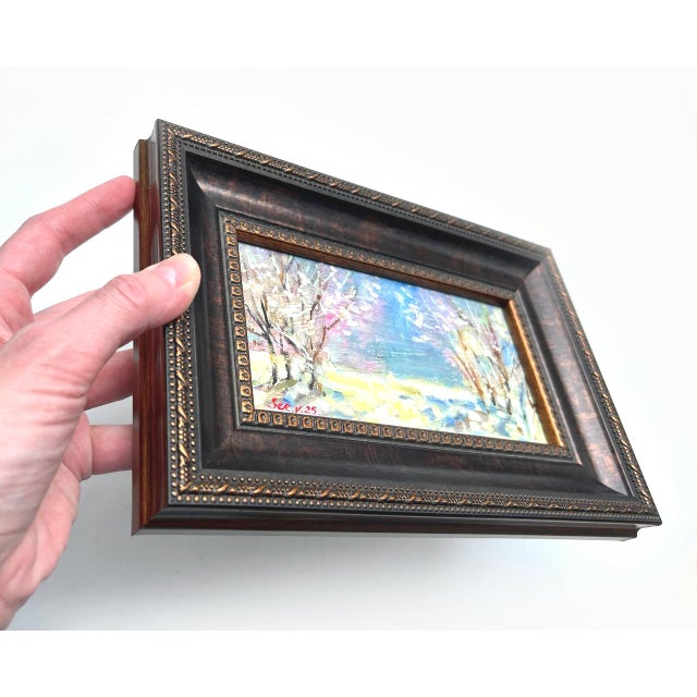 2020s Framed Original Painting Cherry Blossoms Plein Air Landscape by Valeriya Serova For Sale - Image 5 of 7