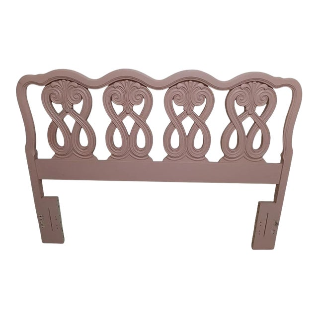 Vintage French Queen Wood Headboard Pink For Sale