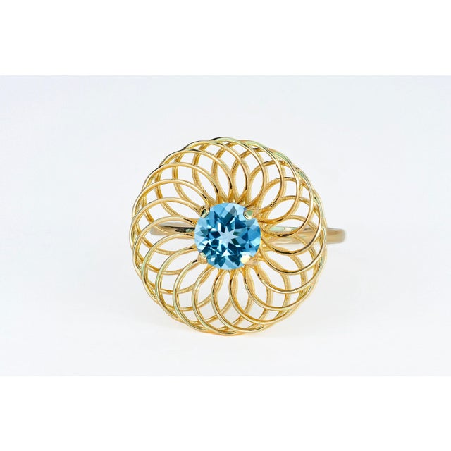 Round Topaz 14k Gold Ring For Sale - Image 6 of 7