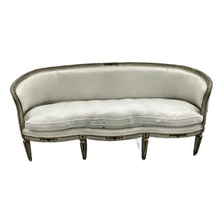 Antique Louis XVI Style Venetian Italian Curved Settee Sofa For Sale