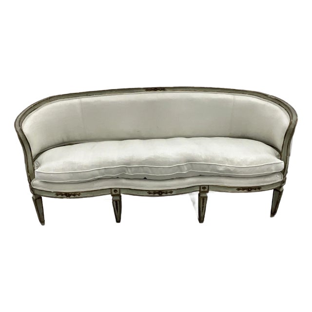 Antique Louis XVI Style Venetian Italian Curved Settee Sofa For Sale