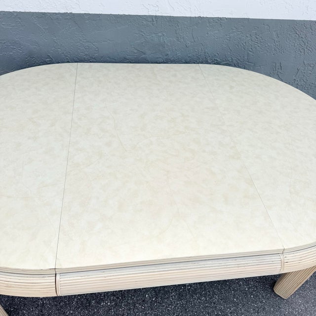 Wood Boho Chic Pencil Reed Extendable Dining Table For Sale - Image 7 of 10