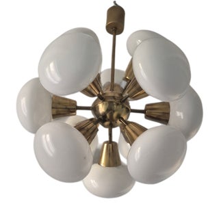 Mid-Century Sputnik Chandelier in Brass and Glass from Kamenický Šenov, Czech, 1960s For Sale