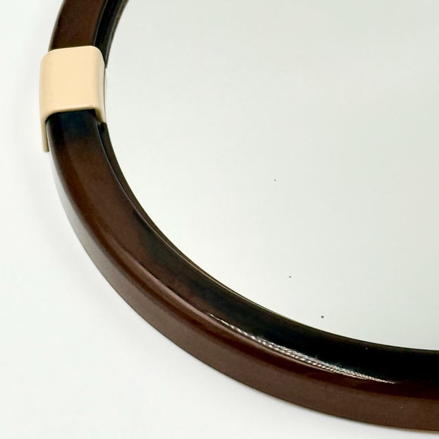 Beige French Space Age Round Wall Mirror in Brown Acrylic Glass, 1970s For Sale - Image 8 of 15
