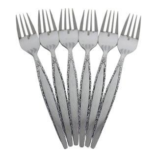 1960’s Mid Century ModernVenetia Dinner Fork Stainless Steel Oneida Community Matching - Set of 6 For Sale