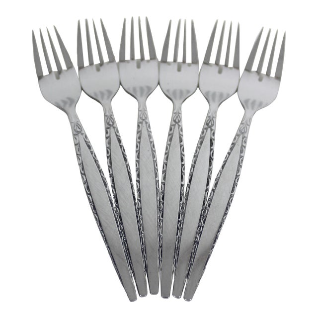 1960’s Mid Century ModernVenetia Dinner Fork Stainless Steel Oneida Community Matching - Set of 6 For Sale