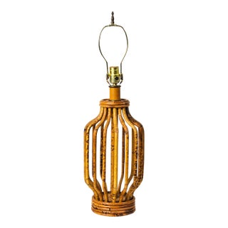 Mid 20th Century Mid Century Modern Burnt Bamboo Table Lamp Bentwood Statement Lamp For Sale