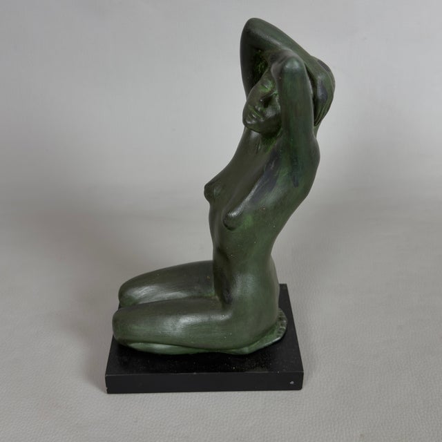 Vintage Ceramic Sculpture of Female Figure on Wooden Base by Francesco Pinton, 20th Century For Sale - Image 5 of 11