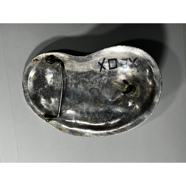 Silver Vintage Native American, Claw Turquoise and Sterling Silver Belt Buckle For Sale - Image 8 of 10