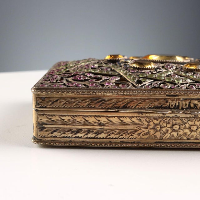Metal Silver and Glass Stone Box For Sale - Image 7 of 12