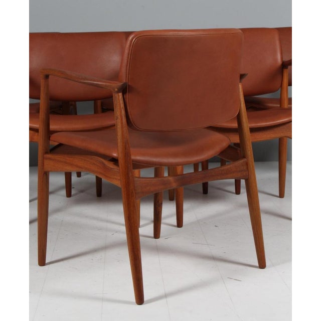 Captains Armchair in Teak and Full Grain Anilin Leather attributed to Erik Buck, 1960s For Sale - Image 9 of 11