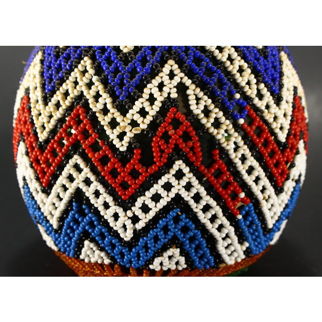 Beaded Glass Bottle With Maasai Geometric Patterns For Sale - Image 10 of 18