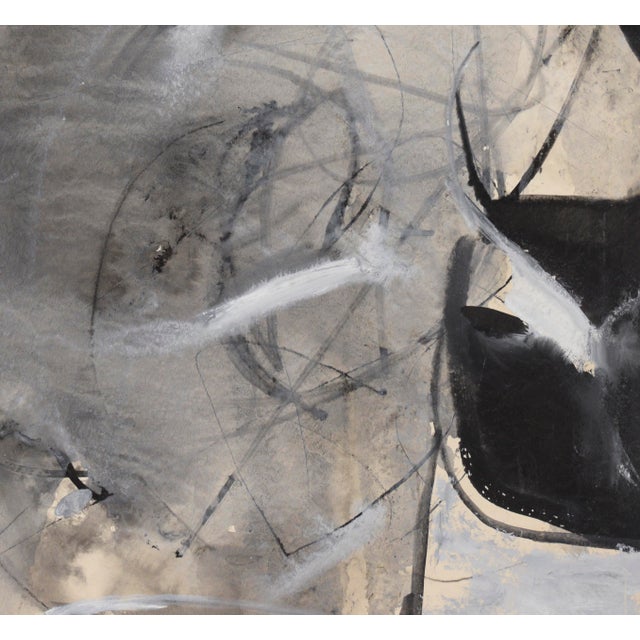 1950s Black and White Abstract - Oil and Gouache on Paper by Felix Ruvolo For Sale - Image 5 of 8
