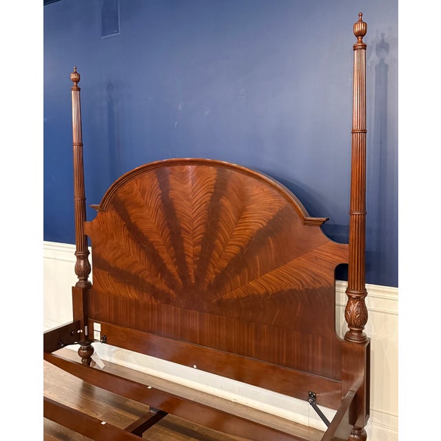 Traditional King Size Mahogany Poster Bed by Leighton Hall - Showroom Sample For Sale - Image 9 of 14