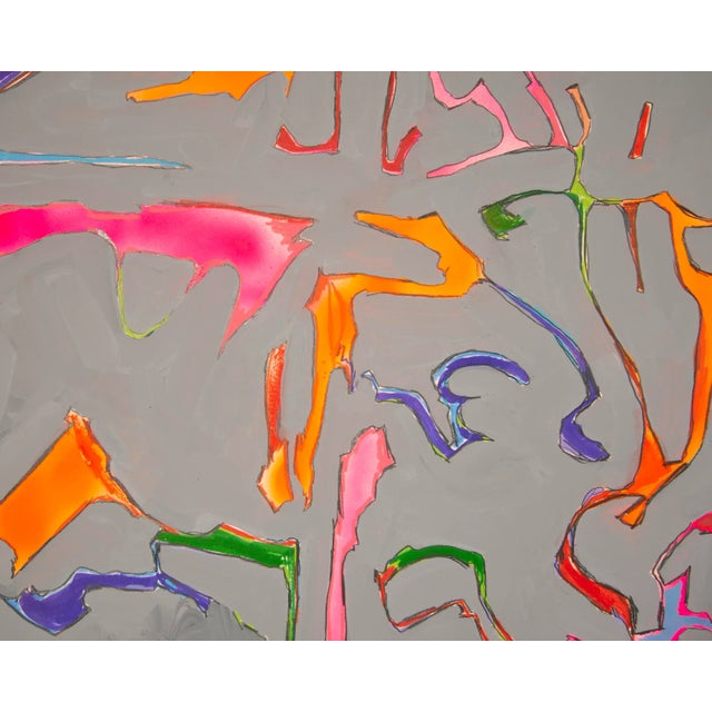 Harry Hilson Signed 1982 Abstract Mixed Media Painting For Sale - Image 4 of 5