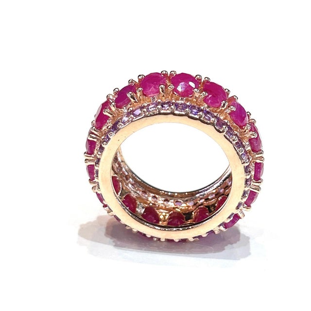 Bochic “Capri” Red Ruby & Purple Amethyst Ring Set In 18K Gold & Silver For Sale In New York - Image 6 of 11