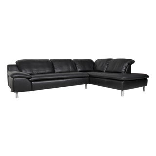 Black Leather Corner Sofa from Willi Schillig For Sale