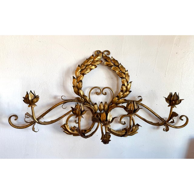 Metal Mid 20th Century Italian Gilt Candelabra For Sale - Image 7 of 10