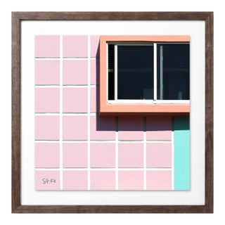 “Miami Beach 02” Giclee Archival Pigment Print 18x18 Framed in Walnut For Sale