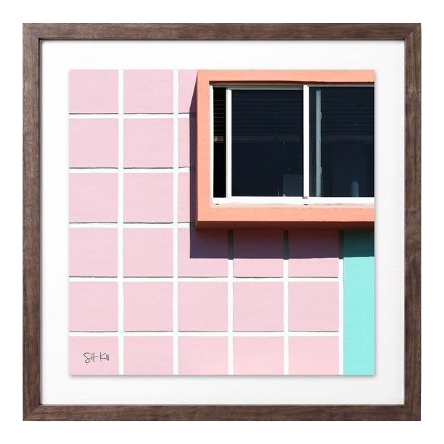 “Miami Beach 02” Giclee Archival Pigment Print 18x18 Framed in Walnut For Sale