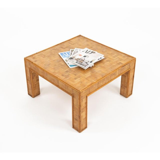 1970s Mid-Century Modern Bamboo and Rattan Coffee Table, Italy, 1970s For Sale - Image 5 of 10