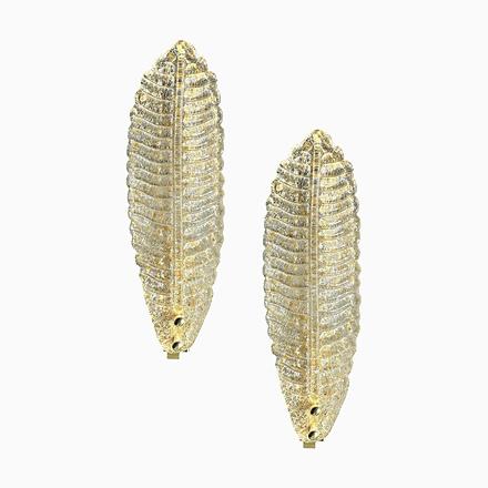Glass Italian Venetian Gold Graniglia Leaf Murano Glass Wall Sconces by Simoeng, Set of 2 For Sale - Image 7 of 7