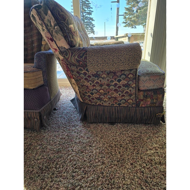 Textile One-of-a-Kind Mid-Century Swivel Chairs | Custom Upholstered | Rocker + Swivel For Sale - Image 7 of 12