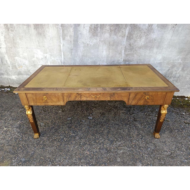 1950s Empire Desk in Bronze and Leather, 1950s For Sale - Image 5 of 18