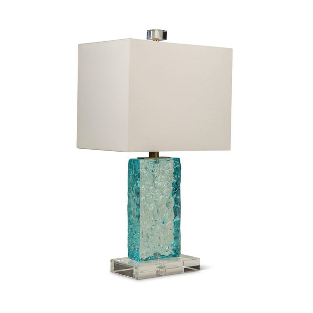 Glass Azure Aqua Accent Lamp For Sale - Image 7 of 9
