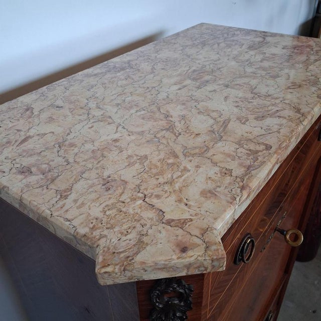 Louis Philippe Style Rosewood Veneer Secretaire with Marble Top, France For Sale - Image 13 of 17