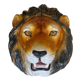 Mid 20th Century Large Head Wall Decor Lion From Italy For Sale