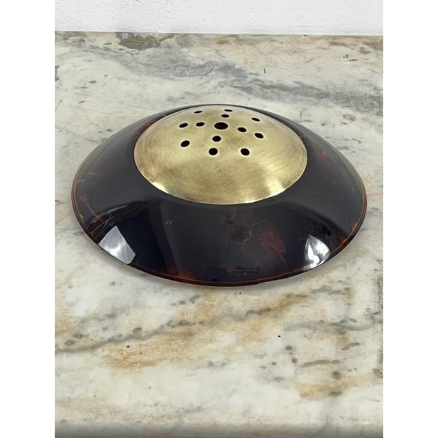 Brown Low Brass and Acrylic Glass Flower Vase from Team Guzzini, 1970s For Sale - Image 8 of 9