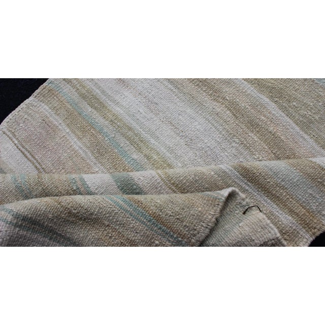 Vintage Turkish Kilim Runner With Stripes and Modern Design in Muted Colors 2'4 X 10'0 For Sale - Image 9 of 10