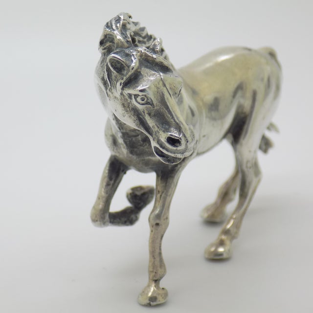 Vintage Italian Large Galloping Horse Figurine in Silver, Arezzo, 1970s For Sale - Image 6 of 12